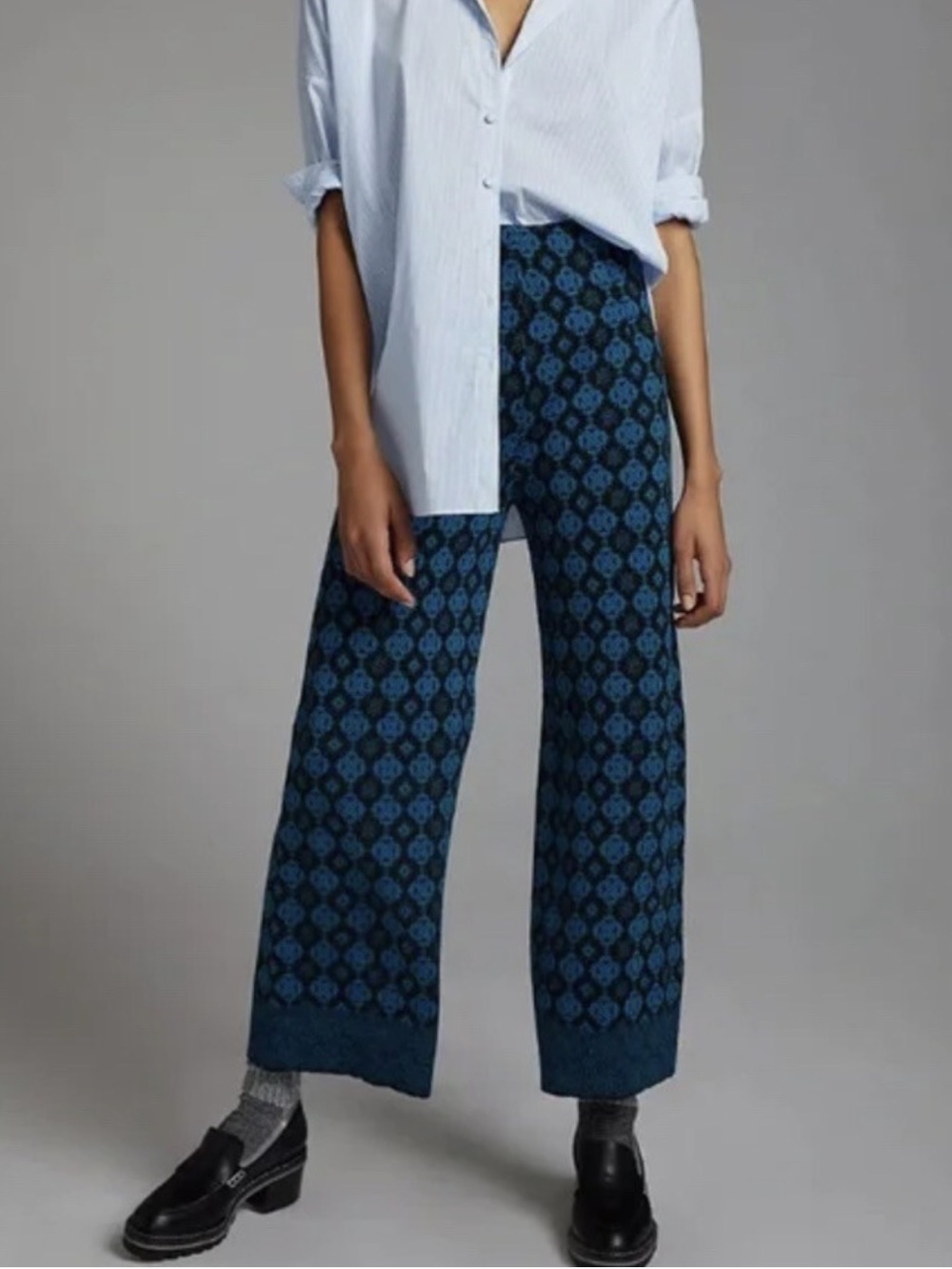 Anthropologie B.yu Jacquard Wool Blend Sweater Knit Pants Size Small NWOT